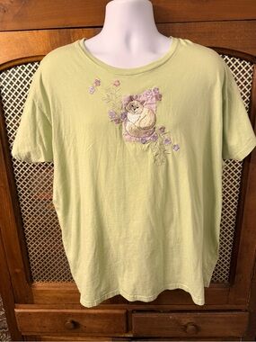 Pleasant Shade 3X Embroidered Cat Floral Shirt Vintage Cottagecore